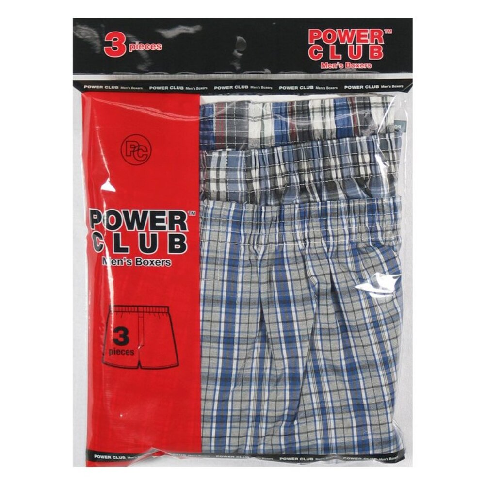 247 Frenzy Power Club  Men's PACK OF 3 Plaid Boxer Shorts (PCB3500_3PK)